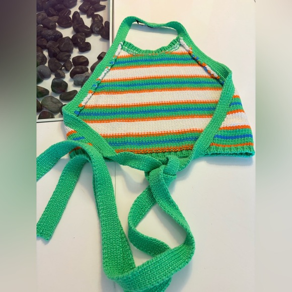 Zara Green and White Knit Fabric Halter top - Picture 7 of 8